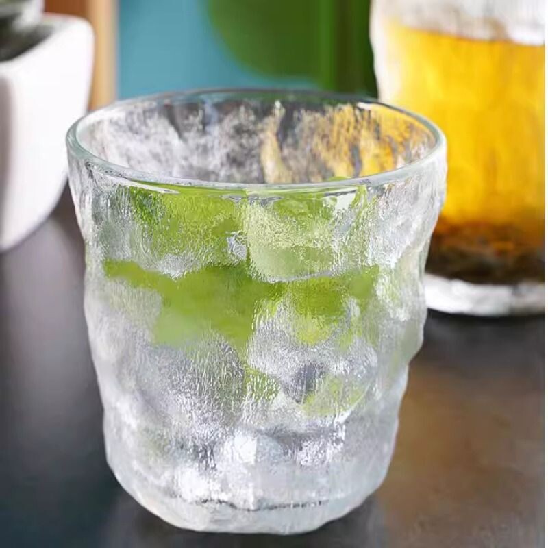 日式玻璃杯家用冰川杯锤纹水杯子威士忌咖啡啤酒杯多规格