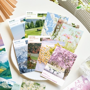 纸梵盒装 饰卡片礼物祝福留言贺卡墙面墙贴卡片 明信片植物风景系列小清新自然风景房间装