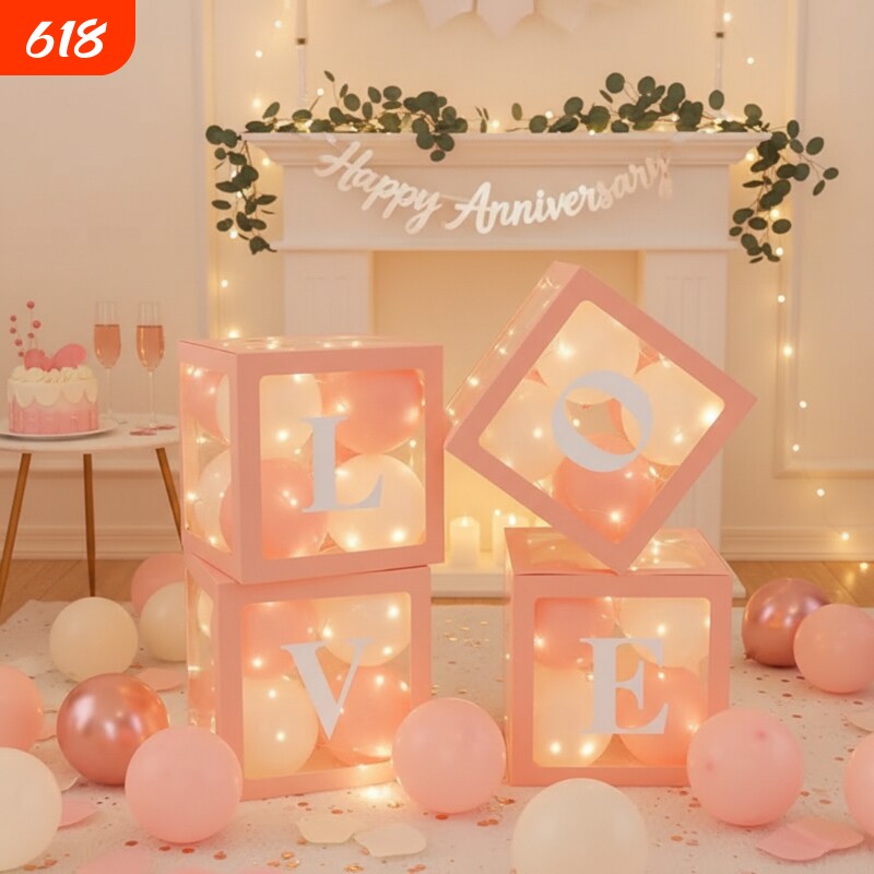 LOVE透明气球盒子表白求婚浪漫氛围感场景布置情人节订婚拍照道具