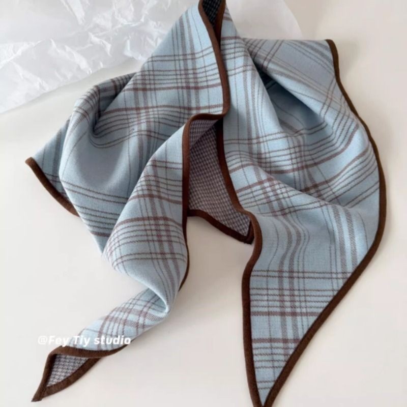 feytiy 质感入冬 英国走秀款双面格纹三角巾冬季加厚保暖围巾