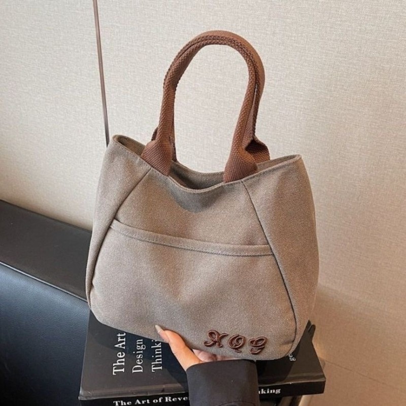 小众帆布包女出门上班小拎包通勤托特包新款日常百搭饭盒手提包