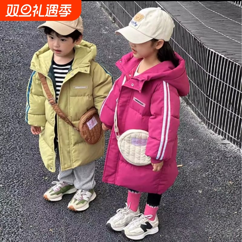 儿童外穿男童女童棉服2025秋冬新款中长款加厚时尚潮流糖果色A298