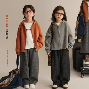 加厚保暖弯刀裤 中大童洋气爆款 Y075 儿童加绒长裤 秋冬新款