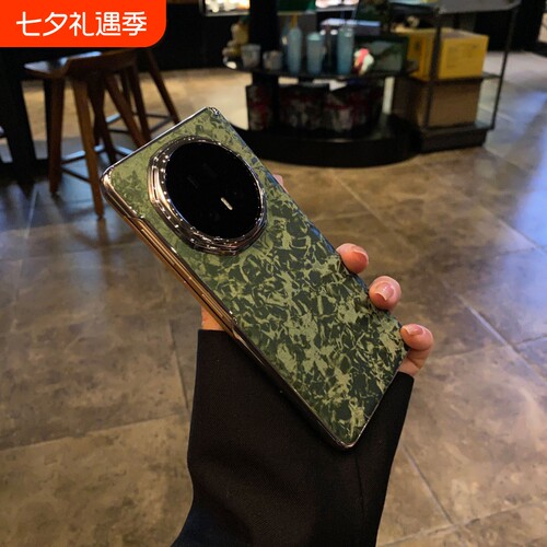 适用荣耀magicv5手机壳新款丝绒硬壳电镀镜框防摔华为MagicVs3折叠屏带中轴全包超薄V3商务honorvs2保护套V2