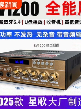 STARKLOK/SV1200大功率迷你小型蓝牙hi功放机家用无损12v插卡功放