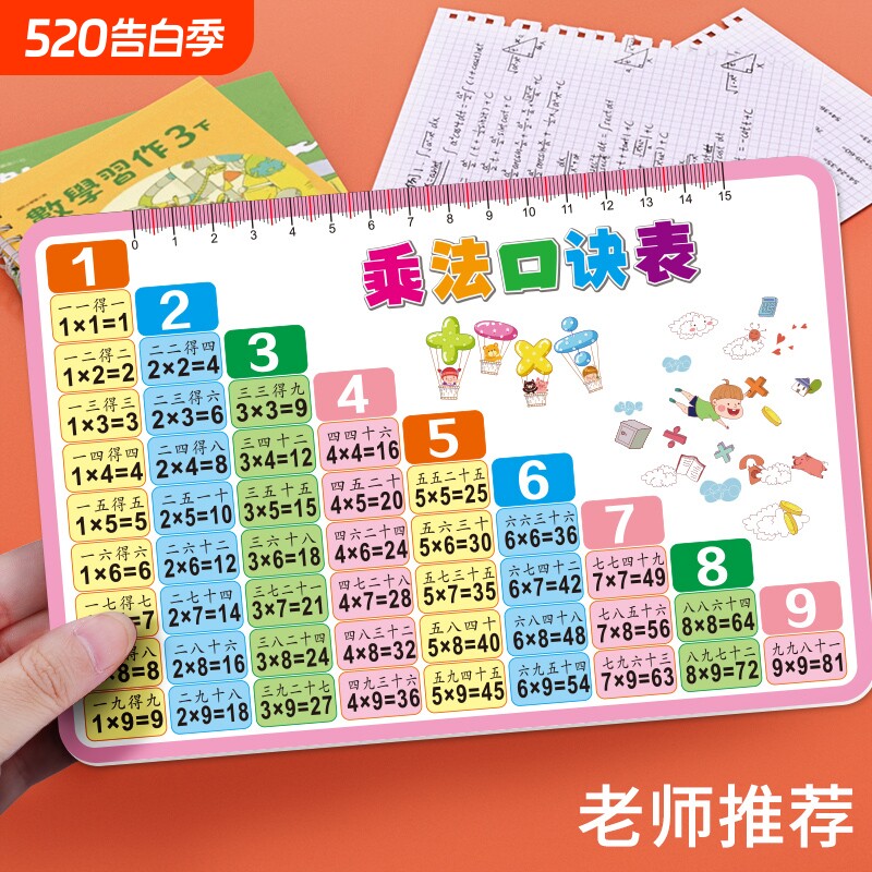 99小学九九乘法口诀表卡片一二年级上下册字识字表挂图拼音学习