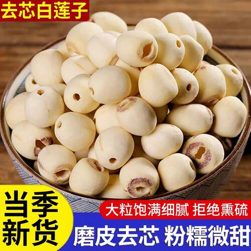 湘潭去芯莲子新鲜新货莲磨皮白莲子干货去皮百合源头无硫桂圆去心