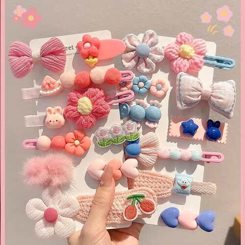 儿童毛绒发夹女童前额侧边刘海碎发夹头饰小女孩可爱夹子发卡爱心