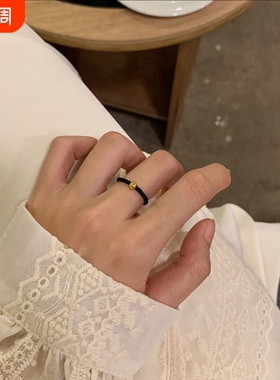 小金珠戒指女男情侣转运珠豆豆手工编织手绳小众设计款ins风时尚