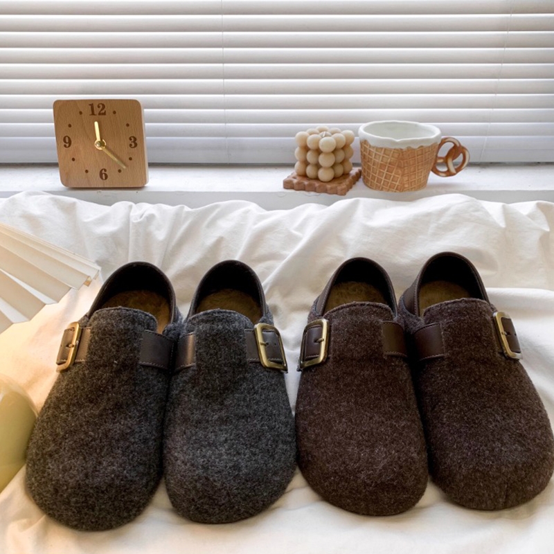 软底灰色勃肯鞋女2025秋冬新款厚底棉鞋两穿加绒包头半拖鞋内增高