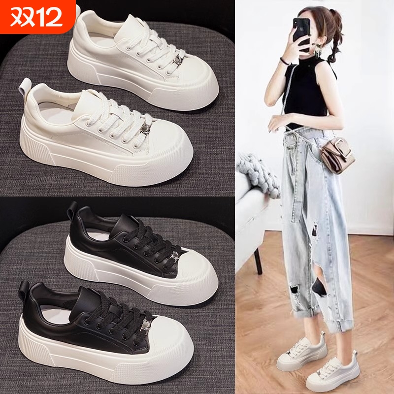 品牌断码百搭增高厚底小白鞋女超火松糕板鞋2025春夏季新款爆款休