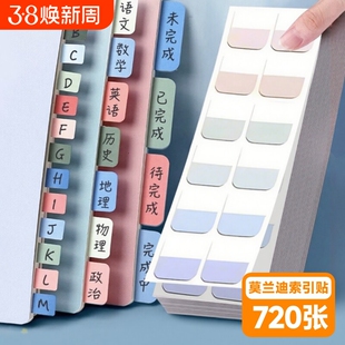 索引贴可书写书签标签贴纸便利贴学生用小条标记小便签贴透明彩色荧光贴莫兰迪分类指示记号引索贴完成历史