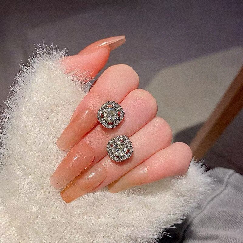 小巧简约满钻锆石耳钉女轻奢高级感气质耳环2025年新款潮百搭耳饰