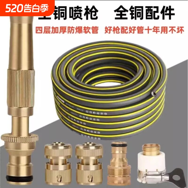 全铜家用洗车水枪自来水水管软管高压喷头套装浇花浇菜神器喷水