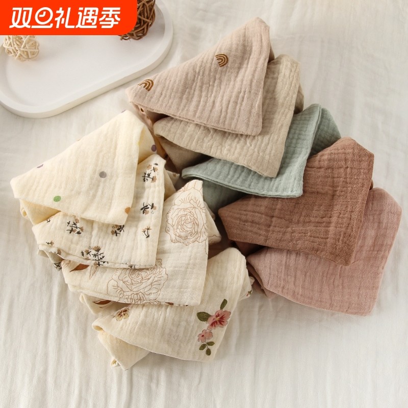 跨境婴儿四层纱布全棉小方巾口水巾洗脸巾宝宝纯棉喂奶巾手帕