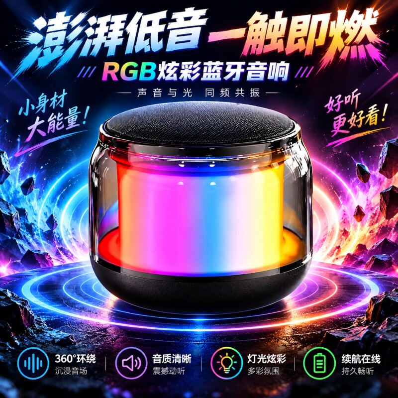 蓝牙音箱家用无线音响小型2026新款低音炮高音质车载户外环绕智能