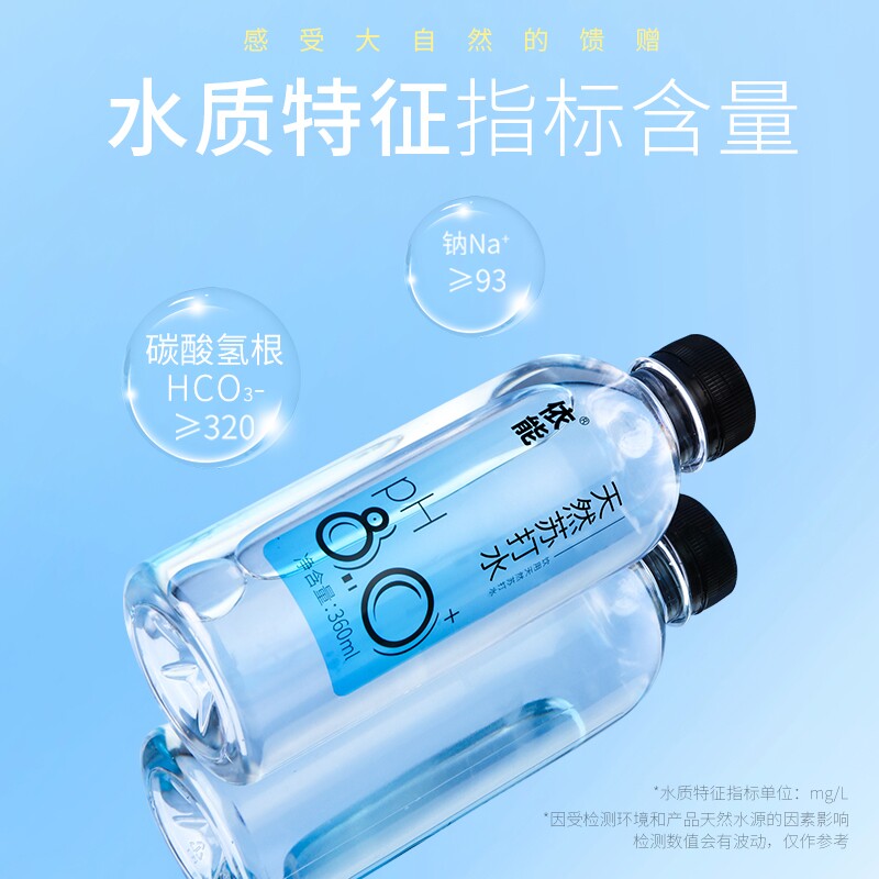 依能天然苏打水PH8弱碱性无气无糖饮用水24瓶装整箱矿泉水碱性水 装依实拍商品图