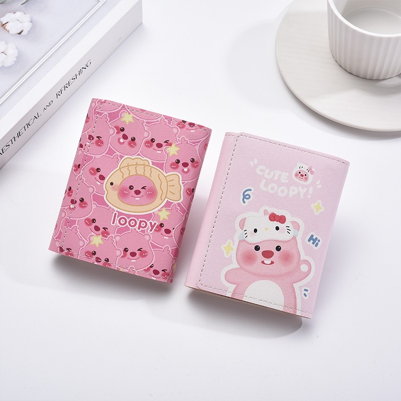 卡通可爱露比折叠三折钱包个性多功能零钱包皮夹一体卡包证件小巧
