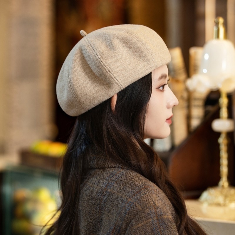 棕色帽子女款秋冬八角贝雷帽法式川西画家帽复古显脸小草原南瓜帽