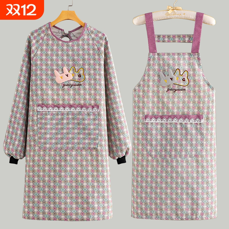 日系明星同款长袖围裙厨房家用