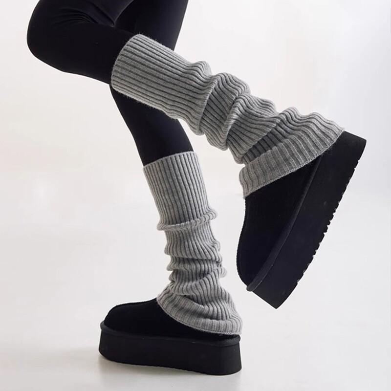 袜套堆堆袜子女2025新款爆款秋冬季加厚保暖羊毛长袜配雪地靴灰色