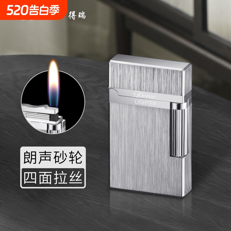 充气打火机朗声钢音充气砂轮明火侧打高端礼品火机男士清脆炫酷