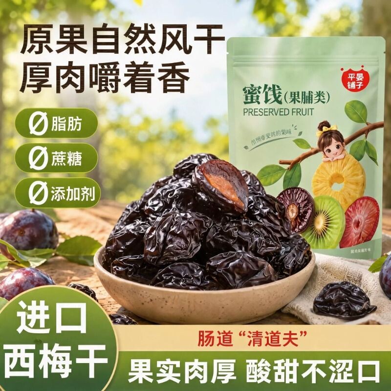 【平晏铺子】进口西梅干500g袋装果干果脯酸甜梅子蜜饯干休闲零食