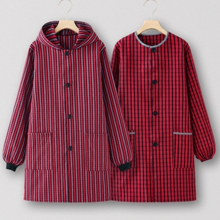 老粗布罩衣女新款围裙厨房家用家务大人长袖工作服年轻款上班专用