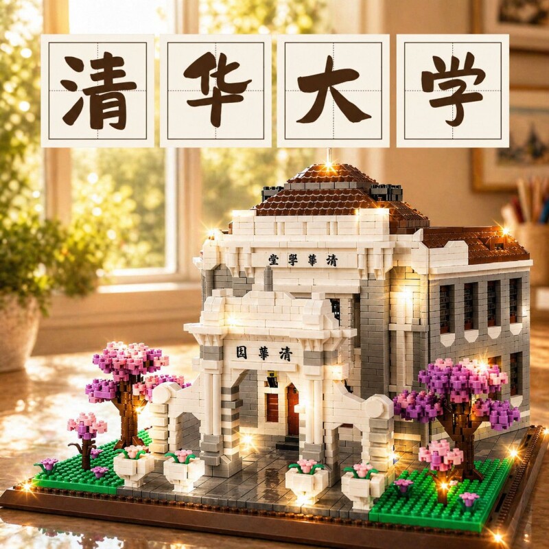 清华北京大学积木四大名校建筑高难度巨大型男女孩子拼装玩具摆件图片