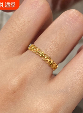 小红书同款繁花似锦千金感镂空花丝戒指女小众轻奢高级感开口指环