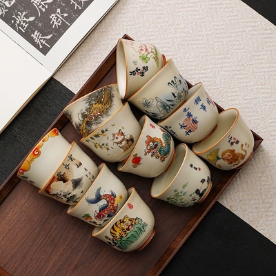 主人杯高档个人单杯陶瓷品茗杯功夫茶具喝茶杯子汝窑茶盏茶碗专用