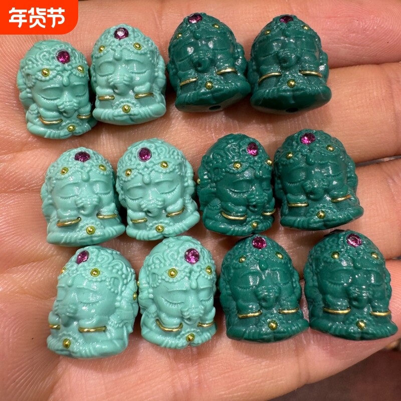 科技松雕刻立体象神背云象宝宝DIY配件文玩手串金刚星月菩提配饰