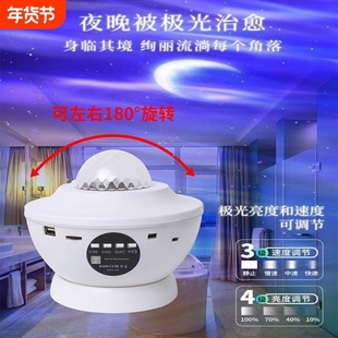新款北极光星空投影灯月亮水波纹氛围灯小夜灯装饰灯卧室蓝牙动态