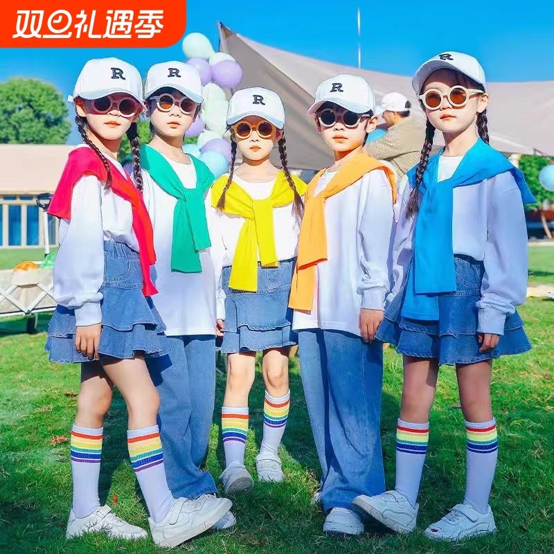 儿童合唱演出服朗诵运动会开幕式服装团体班服卫衣牛仔啦啦队