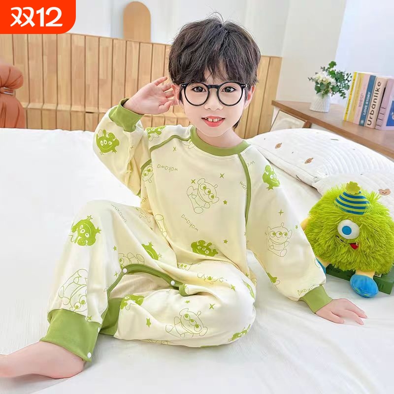 儿童睡袋宝宝春秋德绒婴儿连体睡衣秋冬四季通用男童防踢被家居服