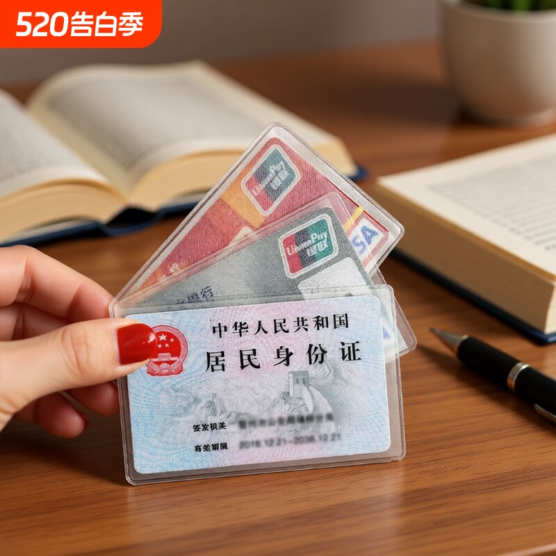 透明防消磁卡包身份证保护套银行卡套装证件套加厚卡套磨砂居民
