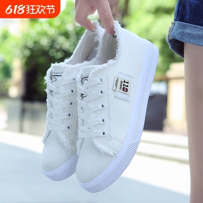 大码帆布鞋子女2025夏季新款小白鞋薄款透气运动休闲平底板鞋轻便