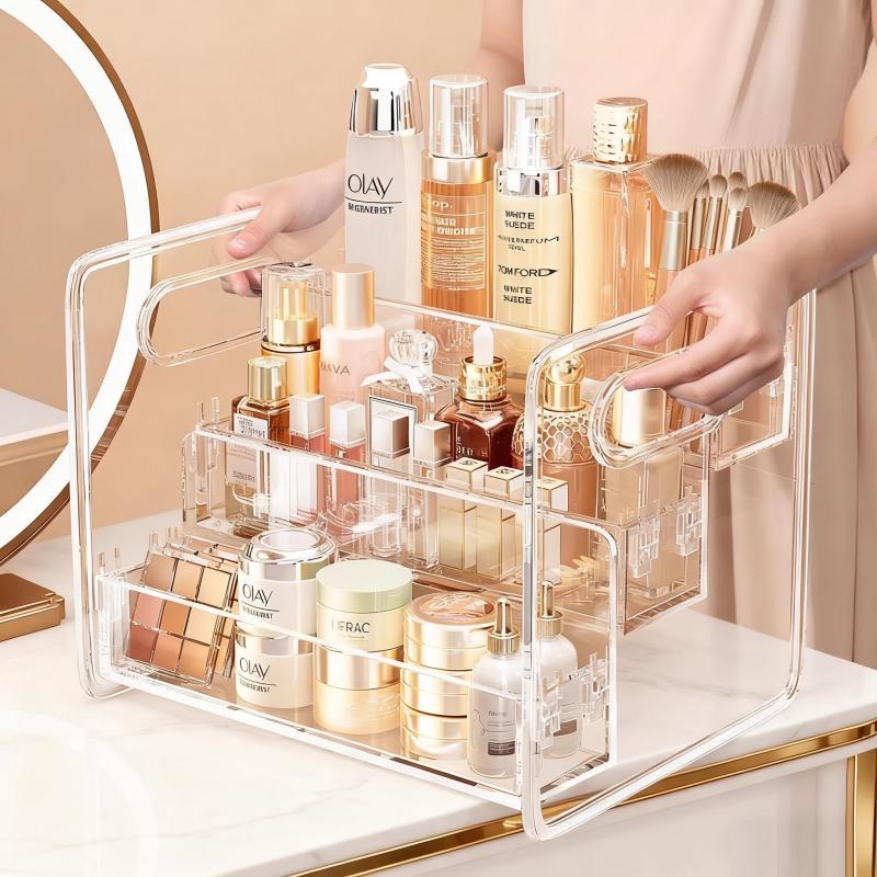 化妆品收纳盒桌面高级感透明架
