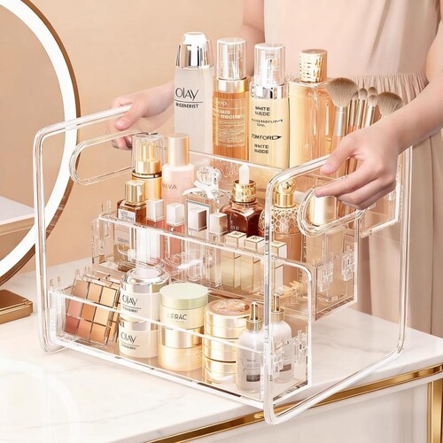 化妆品收纳盒桌面高级感透明架