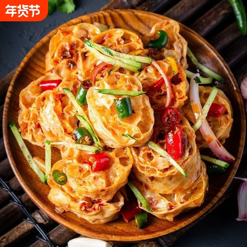 500g吸汁大面藕凉拌荞麦面藕圈面筋干货面片凉皮小吃蔬菜麻辣烫