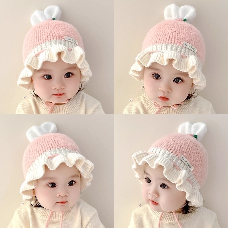 秋冬季婴儿帽子女宝宝毛线帽网红洋派婴幼儿遮阳帽女童可爱渔夫帽