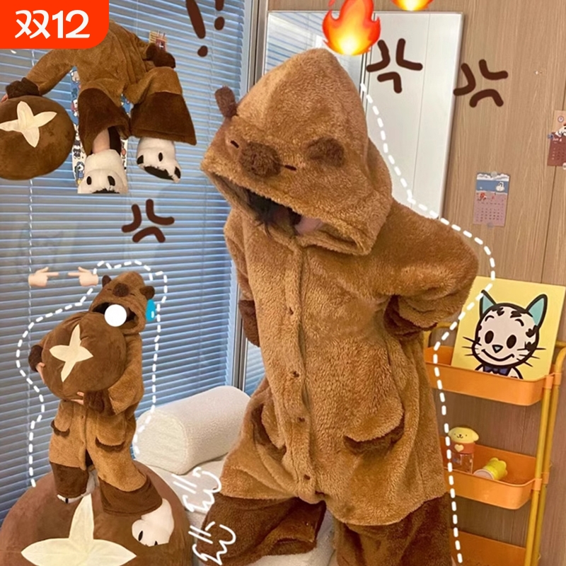 睡衣男女款秋冬季珊瑚绒