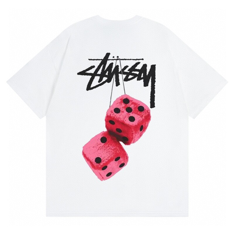 潮牌斯图西Stu短袖t恤骰子黑八8球基础重磅高版本纯棉亲子装童装