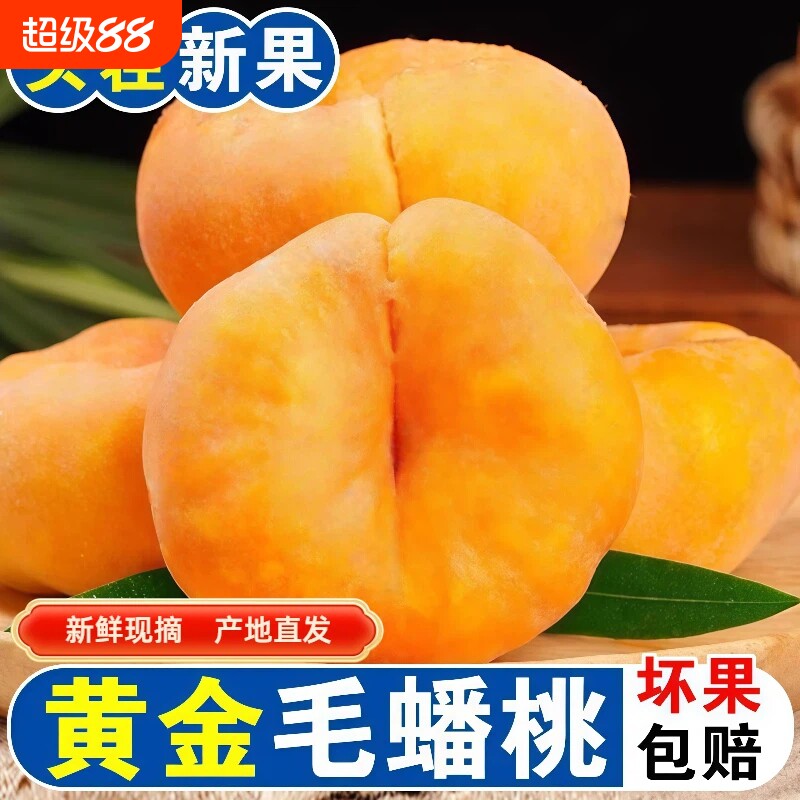 蒙阴黄金毛蟠桃桃子5斤新鲜水果正宗脆甜黄肉扁桃当季整箱包邮