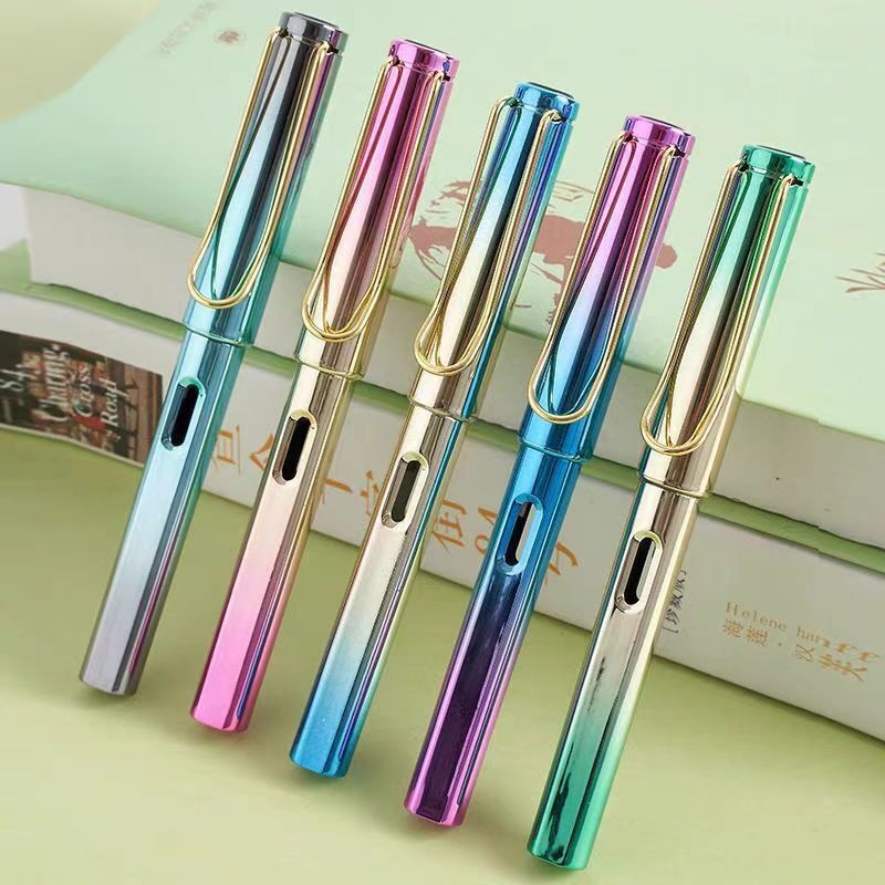 三-六年级学生钢笔炫彩正姿成人练字专用高颜值炫酷可替换黑色蓝色墨囊明尖钢笔套装顺滑