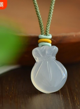 时尚白玉髓玛瑙钱福袋小吊坠真玉石坠子手机钱包坠送女友妈妈礼物