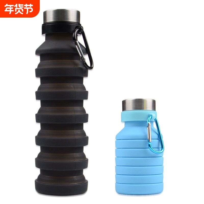 创意折叠水壶 跑步健身便携硅胶水杯 户外骑行运动水瓶男女喝水杯
