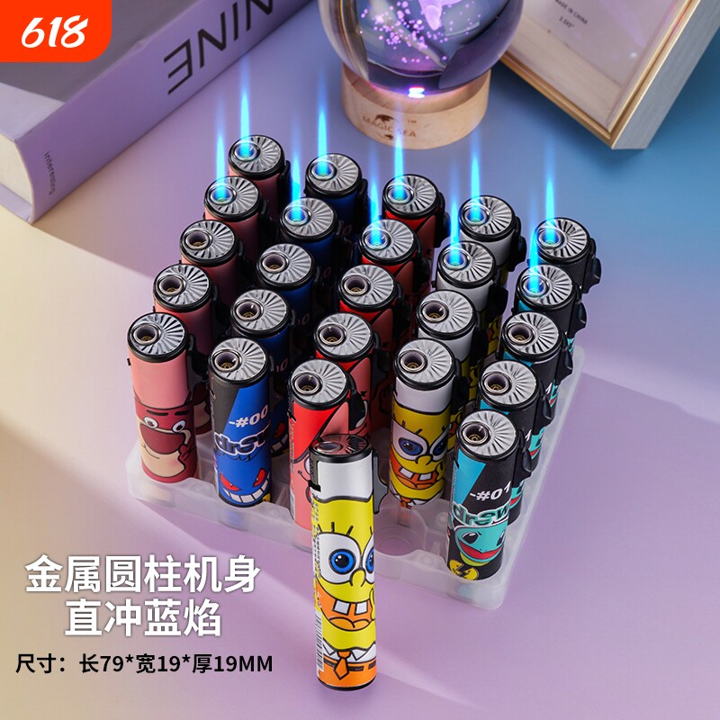金属防风防爆耐用充气打火机可爱卡通包画家用商超便利店批发火机