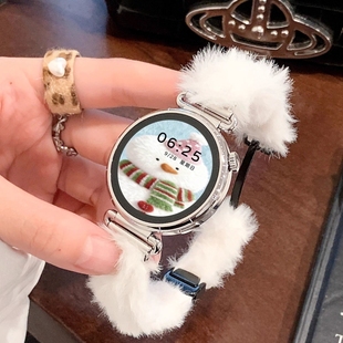 适用华为gt6表带秋冬羊羔绒gt5创意折叠二合一磁吸扣4pro折叠百搭新款 22mm自量接口 watch5智能运动配件18mm