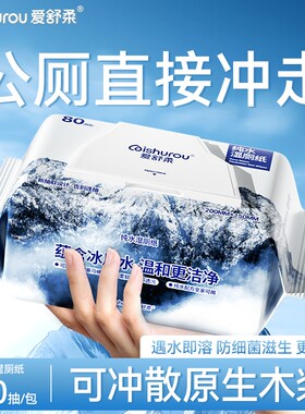 爱舒柔冰川湿厕纸家庭装湿纸巾如厕湿巾纸除菌代替卷纸抽纸正品